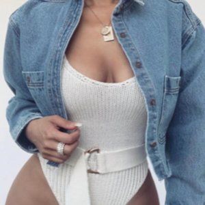 Knit Lace Up Sleeveless Bodysuit